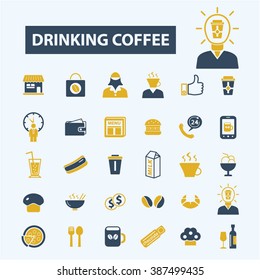 drinking coffee icons 
