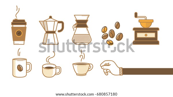 Drinking Coffee Icons Vector Illustration On Stock Vector (Royalty Free ...