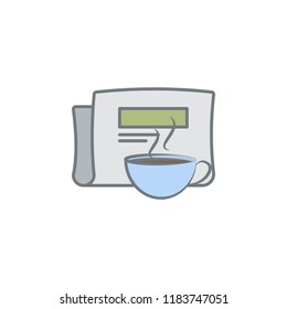 drinking coffee with newspaper colored icon. Element of colored coffee icon for mobile concept and web app. Color drinking coffee with newspaper icon can be used for web and mobile