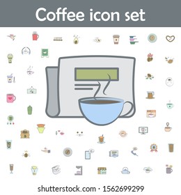 Drinking coffee with newspaper colored icon. Coffee icons universal set for web and mobile
