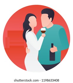 
Drinking couple are celebrating an event 
