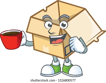 Drinking in cup cardboard open with character mascot shape
