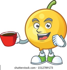 Drinking in cup fresh mundu cartoon mascot for herb