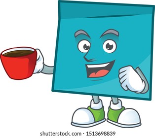 Drinking in cup rectangle sticker paper character for company note