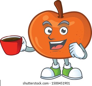 Drinking in cup tangerine sweet in the cartoon shape