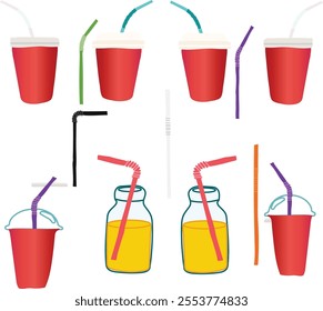 drinking cups set pattern vector 