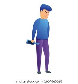 Icono del hombre que bebe depresión. Caricatura sobre depresión humana icono vectorial para diseño web aislado sobre fondo blanco