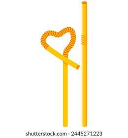 Drinking elastic straws vector cartoon illustration isolated on a white background.
