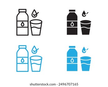 Drinking enough water icon black and white vector outline sign