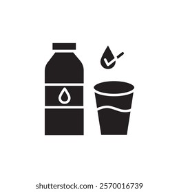 Drinking enough water icon black and white vector outline sign