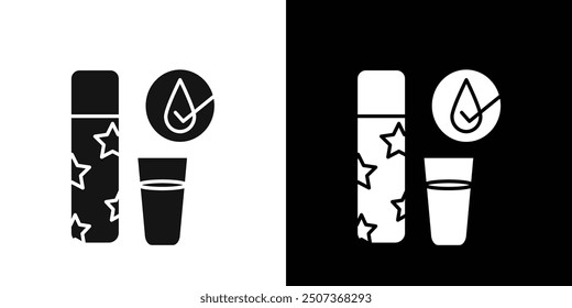 Drinking enough water icon flat line symbol set.