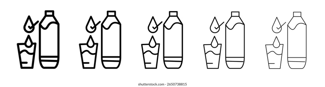 Beber bastante ícone de água plana ilustração conjunto logotipo