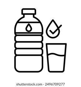 Drinking enough water icon linear logo mark in black and white