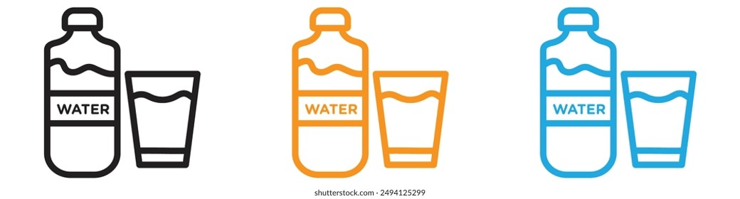 Drinking enough water icon vector logo set collection for web app ui