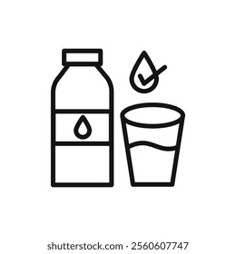 Drinking enough water icon vector line logo art