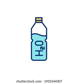 Drinking enough water RGB color icon. Own water bottle. Increasing energy levels and brain function. Maintaining body fluids balance. Physical performance maximization. Isolated vector illustration