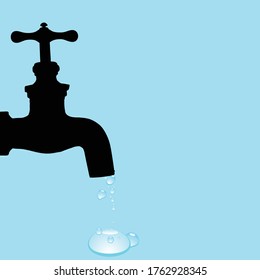drinking fountain and water droplets vector illustration