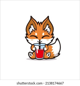 drinking fox character design for your mascot and products