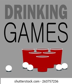 drinking games illustration with ball and cups