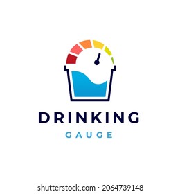drinking gauge logo. bubble drink design template with white background