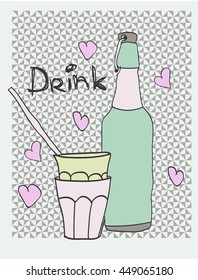 Drinking to get drunk for illustrations and banners on a geometric background
