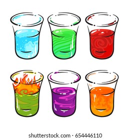 Drinking Glass, Alcohol, Shots, vector illustration isolated on white background