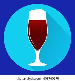 Drinking glass alcoholic . Beer dark lager.An icon a vector in flat style. 