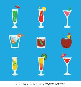 Drinking glass and beverages beautiful vector icons best EPS file for Download