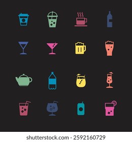 Drinking glass and beverages beautiful vector icons best EPS file for Download
