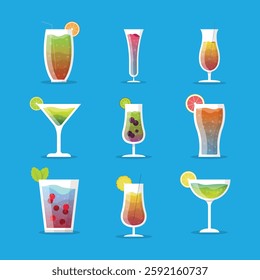 Drinking glass and beverages beautiful vector icons best EPS file for Download
