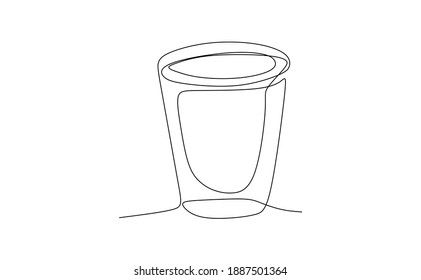 Drinking glass. Continuous one line drawing