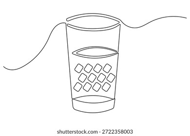 Beber vidrio contorno continuo dibujo simple elemento de bebida de estilo