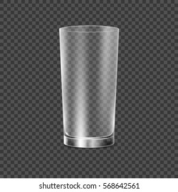 Drinking Glass Cup. Transparent Vector Glass Illustration. Restaurant Object For Drink Alcohol, Water Or Any Liquid. Empty Crystal Realistic Glass Cup