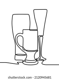 drinking glass with drink online continuous single line art