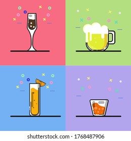 drinking glass flat design ilustration 