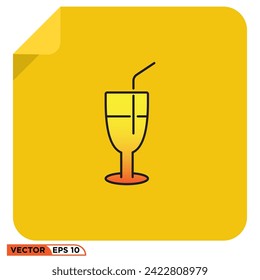 Drinking glass flat icon design vector graphic of template, sign and symbol