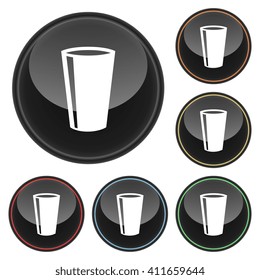 Drinking Glass Icon Glossy Button Icon Set in With Various Color Highlights