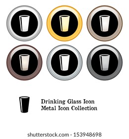 Drinking Glass Icon Metal Icon Set