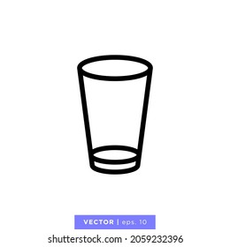 Drinking glass icon vector stock illustration design template. Editable stroke.