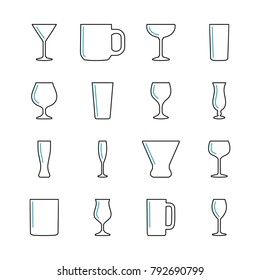 Drinking glass Kitchen Set Icon Illustration