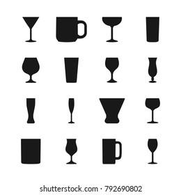 Drinking Glass Kitchen Set Icon Illustration