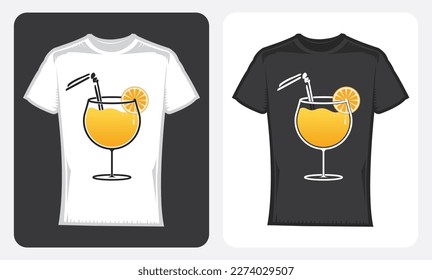Drinking glass with lemon t shirt design. svg