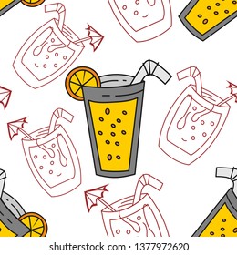 Drinking Glass Pattern Seamless Vector Template