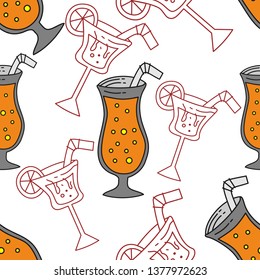 Drinking Glass Pattern Seamless Vector Template