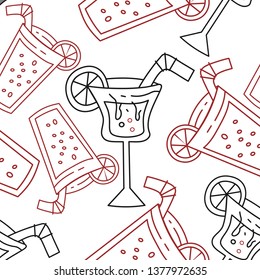 Drinking Glass Pattern Seamless Vector Template