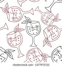 Drinking Glass Pattern Seamless Vector Template