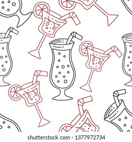 Drinking Glass Pattern Seamless Vector Template