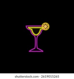 drinking glass with pink drink. neon drink..