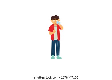 Drinking A Glass Of Water Vector Object Illustration