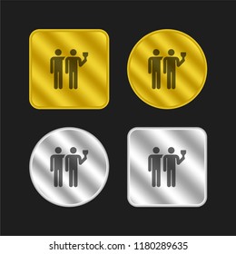 Drinking gold and silver metallic coin logo icon design